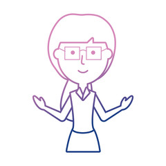 flat line  colored  teacher woman over  white background  vector illustration