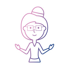 flat line  colored  teacher woman over  white background  vector illustration