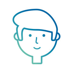 flat line colored man face over white background  vector illustration