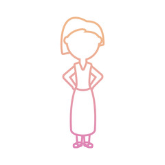 flat line  colored  teacher woman over  white background  vector illustration