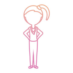 flat line  colored  teacher woman over  white background  vector illustration