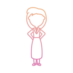 flat line  colored  teacher woman over  white background  vector illustration