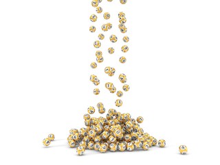 falling golden lottery balls. 3d illustration