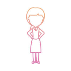 flat line  colored  teacher woman over  white background  vector illustration