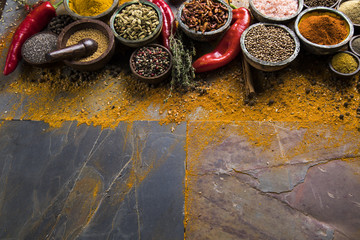 Frame, colorful spices 