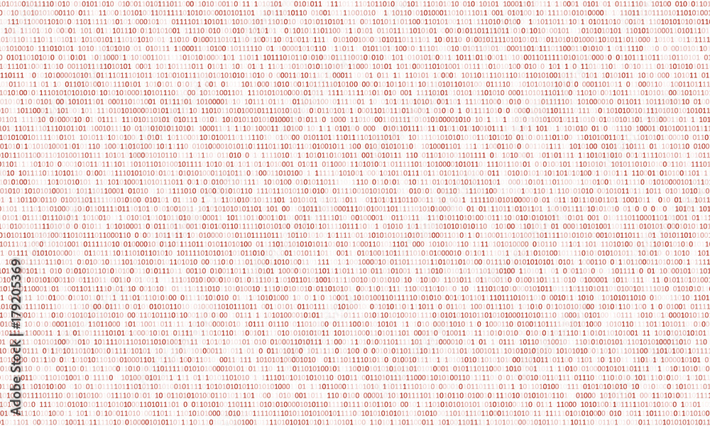 Fototapete binary code red background with two binary digits, 0 and 1 isolated on a white background. algorithm