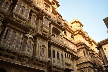 Obraz premium historical monument in patawon ki haweli jaisalmer rajasthan india