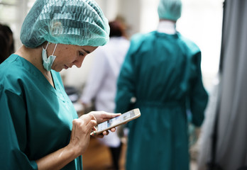 Doctor using mobile phone