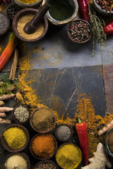 Frame, colorful spices 