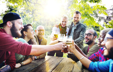 Diverse People Friends Hanging Out Drinking Concept