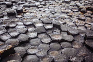 Close Up Of Giants Caseway 's Columns . Background