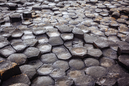 Close Up Of Giants Caseway 's Columns . Background