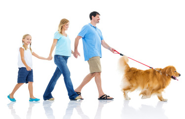 Happy family with a dog