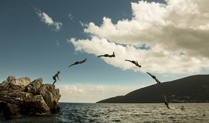 Man jumping into water