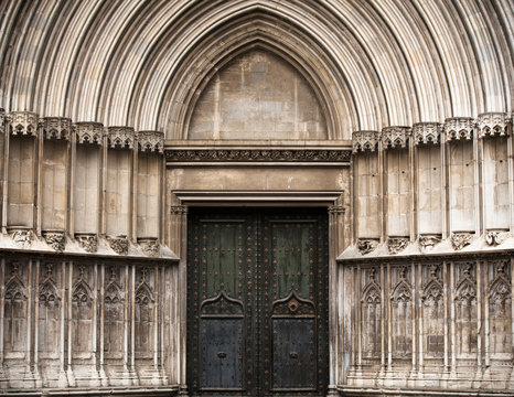 Church entrance in Girona, spain