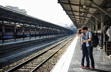 Couple traveling through Bangkok, Thailand