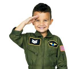 Little Boy in Military Pilot Aviation Costume Studio Portrait © Rawpixel.com