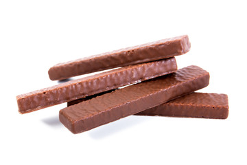 Chocolate wafers isolated on white background