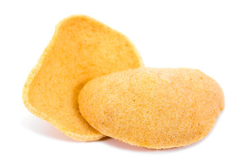 Prawn crackers isolated on white background.