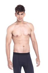 Fototapeta premium half body portrait of a young man wearing fitness sporty outfit