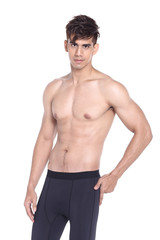 Fototapeta premium half body portrait of a young man wearing fitness sporty outfit