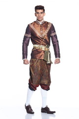 Mister Pageant Contest in Evening Ball national costume dress, fashion make up hair style