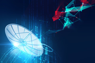 3d illustration of Satellite dish  on abstract technology background