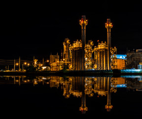 Energy industry,Power plant,Gas petrochemical at night.
