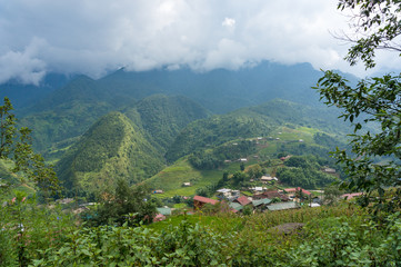 Fototapeta premium Aerial view of Asian countryside landscape