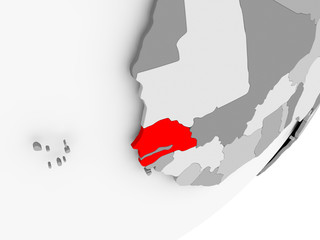 Fototapeta premium Senegal in red on grey map