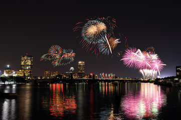 Fireworks Over Boston On 4th Of July Celebration