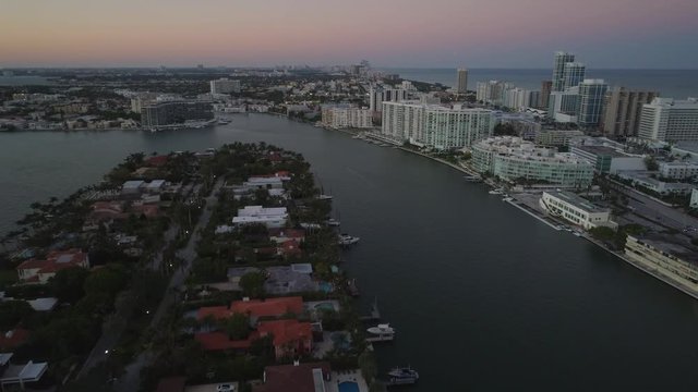 Aerial drone video Miami Beach Allison Island and Indian Creek