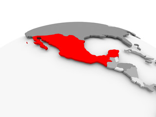 Mexico on grey globe