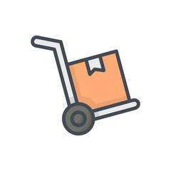 Delivery colored icon cart shipping box