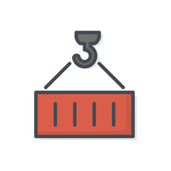 Delivery colored icon crane container shipping