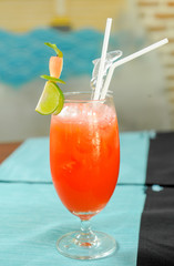 mixed drink cocktail with lemon