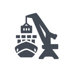 Delivery silhouette icon crane container shipping
