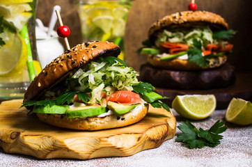 Burger with salted salmon