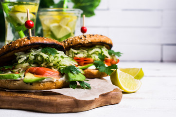 Burger with salted salmon