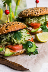 Burger with salted salmon
