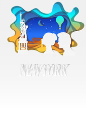 Travel Newyork concept illustration in paper art style.