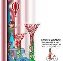 Naklejka premium Discover Singapore. Travel to Singapore presentation template.