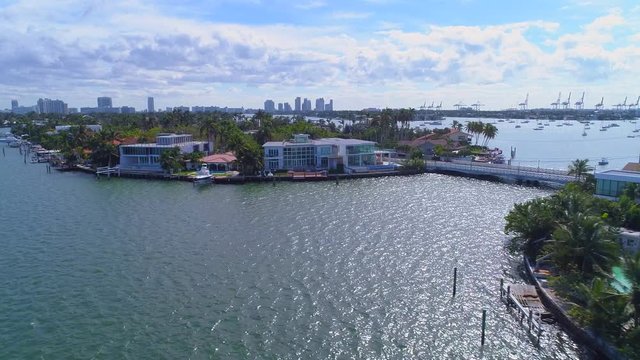 Aerial footage San Marco Island Miami Beach Florida 4k 60p