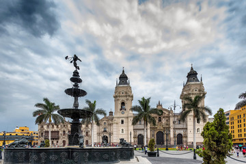 Long exposure of Plaza de Armas in Lima, Peru.  The plaza is the center of the city with church and government functions. © Allen.G