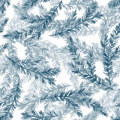Watercolor seamless pattern with fir tree branches 2
