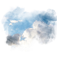 Watercolor illustration of sky with cloud (retouch).