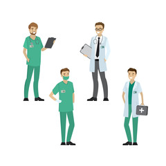 Doctor male set,isolated on white background