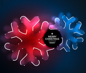Glowing Winter Snowflakes on dark, Christmas and New Year holiday background
