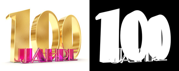 Number ninety one hundred years (100 years) celebration design. Anniversary golden number template elements for your birthday party. Translated from the German - years. 3D illustration