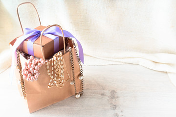 Paper bag for shopping fashion accessories.
